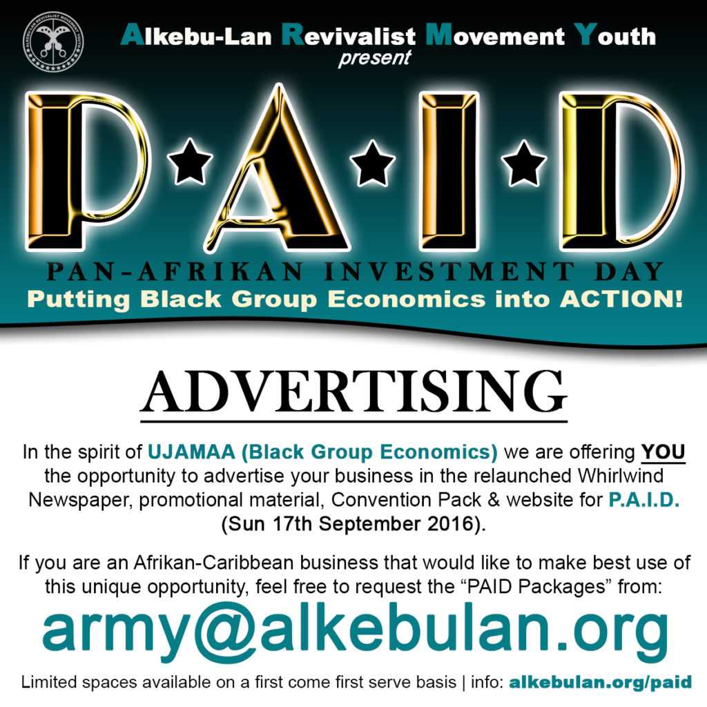 P.A.I.D. (Pan-Afrikan Investment Day) PAID Sponsorship
