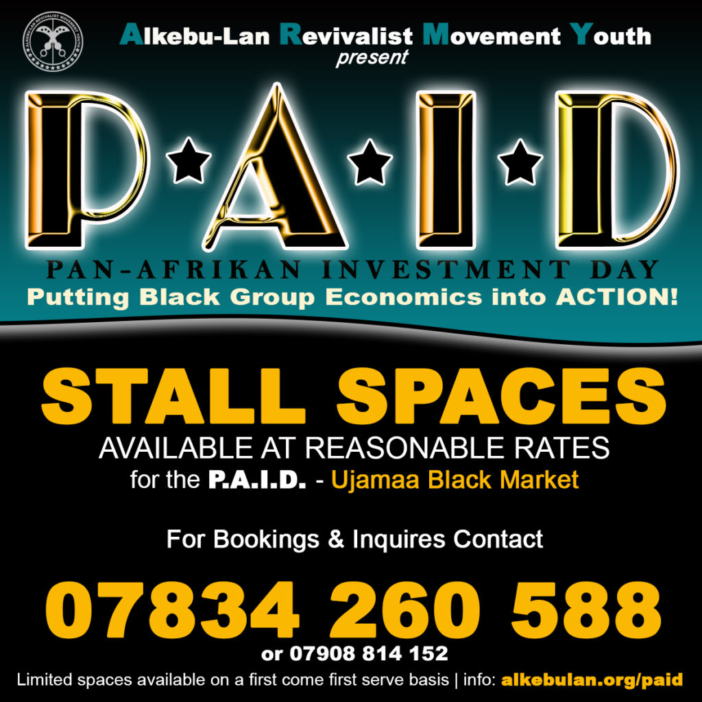 P.A.I.D. (Pan-Afrikan Investment Day) PAID Stalls